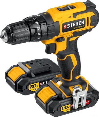 Дрель-шуруповерт ударная аккум. CDS-200-2 (20.0 В, 2 аккум. х 2.0 А/ч, 40 Нм, чем.) STEHER