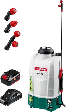 Опрыскиватель ранцевый аккум. ОПЛ-15-41 (18.0 В, 1акк. х 4.0А/ч, бак 15 литров, расход 5 л/мин) ЗУБР