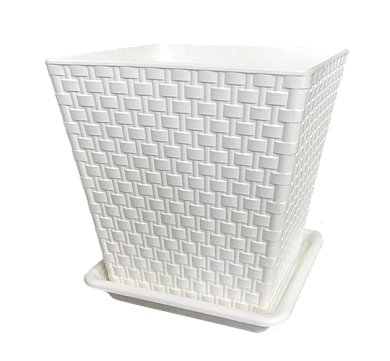 Горшок для цветов квадратный "Ротанг" 3 л с поддоном БЗПИ