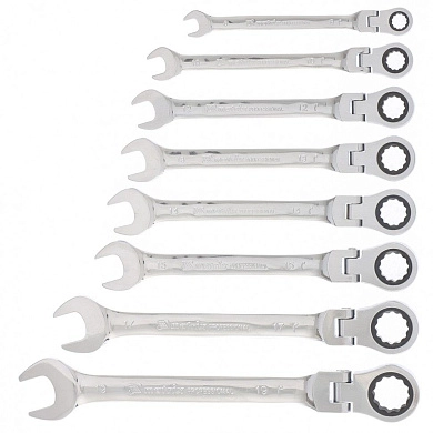 Набор ключей комбинированных трещоточных шарнирных 8-19мм, 8пр. (14898) MATRIX