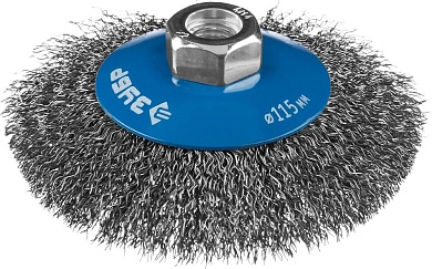 Щетка коническая (гофр) d=115ммхМ14, стальн. пров. 0,3мм (35265-115_z02) ЗУБР