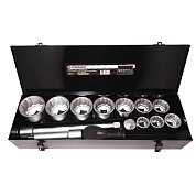 Набор головок с трещоткой и удлинителями 1" 36-80мм, 15пр., в мет.кейсе (F-8141-9) Forsage