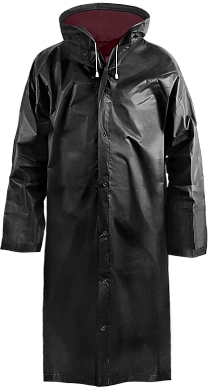 Плащ-дождевик cверхпрочный на кнопках, ПВХ, черный, 150 мк (25511) Komfi