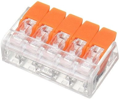 Клемма монтажная СМК 221-415 (400В 32А 5 гнезда 0,08-4мм2 оранжевый) 10 шт./уп 40419 ETP