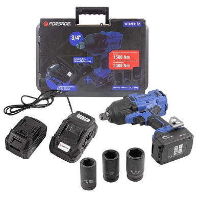 Гайковерт ударный аккум. F-WT02F1162 (20.0 В, 2 акк. х 5.0 Ач Li-ion, 1/2", 1500 Нм,чем.) Forsage
