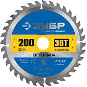 Диск по дереву пильный 36Т, 200х32мм, Оптима, Профессионал (36903-200-32-36_z01) ЗУБР