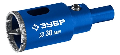 Коронка алмазная 30мм, с центр.сверлом, зерно Р60, керам., кафель, стекло "ПРОФИ" (29850-30) ЗУБР
