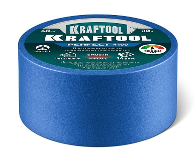 Лента малярная бумажная 48мм/30м, для гладких и шероховатых поверхн., синяя (12101-48) KRAFTOOL