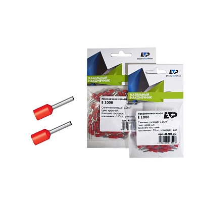 Наконечник штыревой втулочный изолированный НШвИ 1008 1мм2 (уп/100шт) 45708-100 ETP