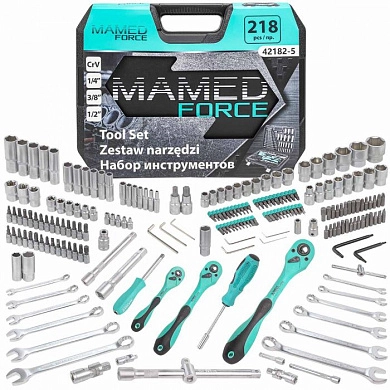 Набор инструмента автомобильного (1/2", 3/8", 1/4") 218пр. (MF-42182-5) MAMEDFORCE
