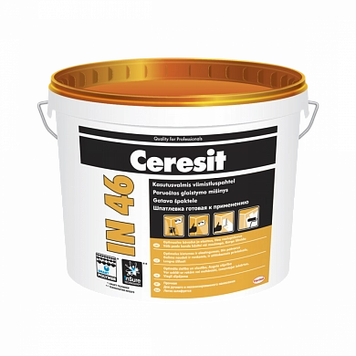 Шпатлевка полимерная однокомпонентная финишная IN 46 CERESIT (внутр., белая), 25 кг