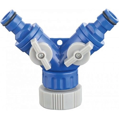 Разделитель для полива двухканальный с кранами и резьбой 3/4"-1" (HD-G6208-1) H-D