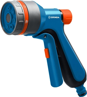 Пистолет полив,7 режимов, курок спереди, двухкомпонент с регулятор напора, COMPACT (428480) GRINDA