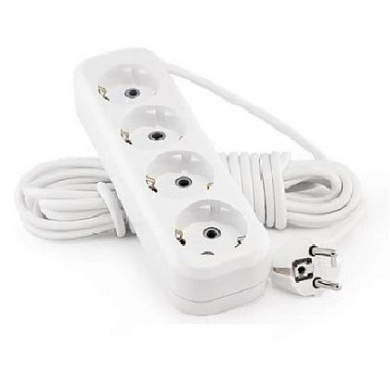 Удлинитель сетевой 4 гнезда с з/к, 16А, ПВС 3*1.5 7 метров LUXAR