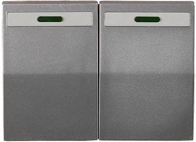 Выключатель СВЕТОЗАР "ЭФФЕКТ" двухклавишный, с эффектом свечения, без вставки и рамки, светло-серый