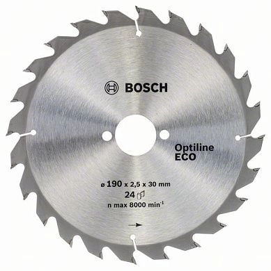 Диск пильный 190х30х2.5х24 Optiline Wood Eco (2 608 641 789) BOSCH
