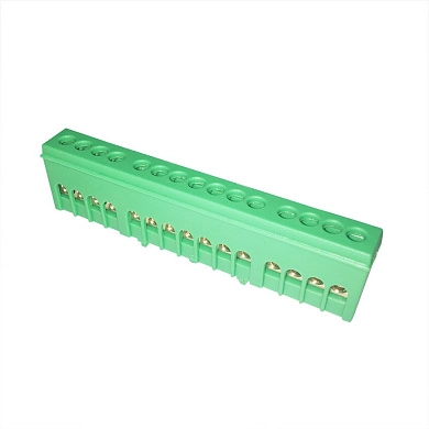 Шина PE земля в изолированном корпусе на DIN-рейку 6x9мм 15 отверстий ETP