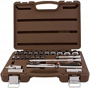 Набор головок с трещоткой и удлинителями 1/2", 8-32мм, 6гр., 25 пр., пласт.кейс (911225) Ombra