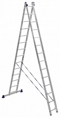 Лестница алюм. двухсекционная шарнирная H2 (14 ступ. 394/674см 13,5кг) АЛЮМЕТ