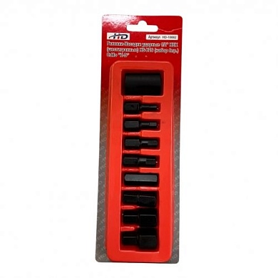 Головки-насадки ударн. 1/2", 6 гр., L=35 мм, H6-H19, 9 пр., S2 (HD-10662) H-D