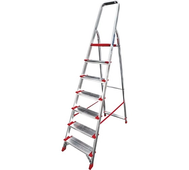 Лестница-стремянка алюм. с дугой и складн. площадкой NV3112 (7 ступ. 151/225см, 7.7кг) Новая высота