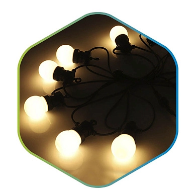 Гирлянда светодиодная 10L-9,5M (230В 3,6Вт 9,5м IP44 теплый белый) FL-L9.5-10-WW-007 ETP