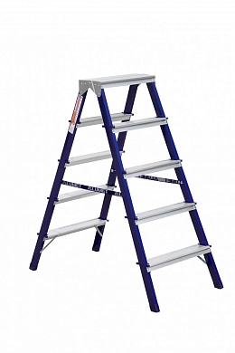 Лестница-стремянка стальная двухсторонняя MD (5 ступ. 107/117см, 5.15кг) АЛЮМЕТ