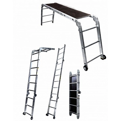 Подмости алюм. рабочие c роликами SMS (3х6 ступ. 84/173см, 14,7 кг) АЛЮМЕТ