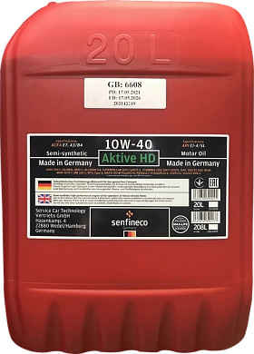 Масло моторное Aktive HD 10W-40 API CI-4/SL ACEA E7, A3/B4, кан.20 л. (20-8495) SENFINECO