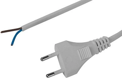 Шнур с вилкой соединительный для электроприборов, 2 м, 2400 Вт, 2*0.75кв.мм (SV-55141-2) СВЕТОЗАР