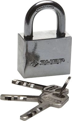 Замок "МАСТЕР" навесной, стальной корпус, закаленная дужка, 40мм (3710-40_z01) ЗУБР