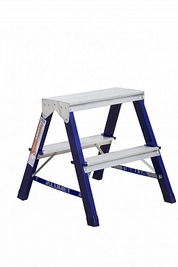Лестница-стремянка стальная двухсторонняя MD (2 ступ. 43/48см, 2.3кг) АЛЮМЕТ