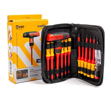 Отвертка диэлектрическая со сменными битами НИО-4412-Т серия ПРОФИ (87128) КВТ