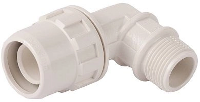 Муфта ЗУБР "ШиреФит" соединительная угловая 90°, "штуцер с гайкой - внешняя резьба", 20мм-1/2"