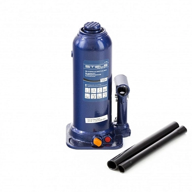 Домкрат гидравлический бутылочный, 10т, h подъема 222-447мм (51166) STELS