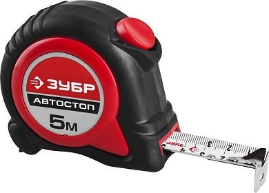 Рулетка 5м / 25мм ударостойкий обрез. корп. "АВТОСТОП" (34052-05-25) ЗУБР