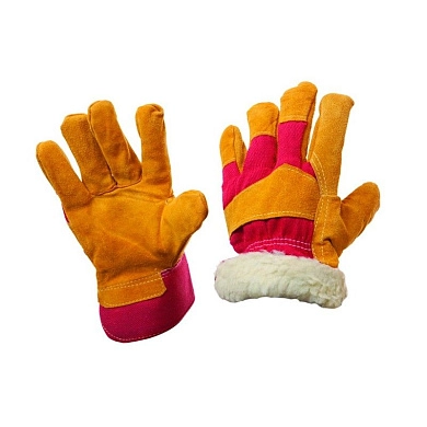 Перчатки спилковые комбинированные (КРС натур. парусин, иск. белый мех) Arcticus