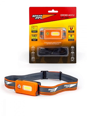 Фонарь светодиодный налобный LH-120 DROID ACCU (SMD 140 Лм 55м Li-lon 500мАч) ЯРКИЙ ЛУЧ