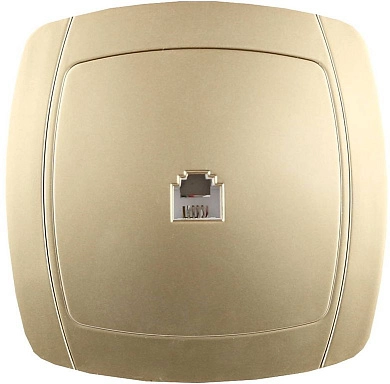 Розетка "АКЦЕНТ" телефонная одинарная в сборе, цвет золотой металлик (SV-54217-GM) СВЕТОЗАР