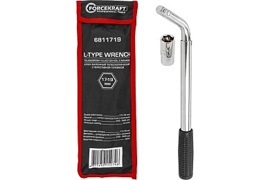 Ключ балонный Г-образный телескопический 1/2'', 340-490мм, головка 17х19мм (FK-6811719) FORCEKRAFT