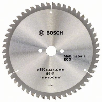 Диск пильный 190х20/16х2.6х54 MultiMaterial Eco (2 608 641 801) BOSCH