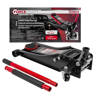Домкрат гидравлический подкатной, 3т., 75-510 мм (FK-T830018) Force Kraft