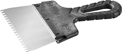 Шпатель зубчатый нерж. фасад. 150 мм/ 4 мм, пласт. рук. "МАСТЕР" (10078-15-04) ЗУБР