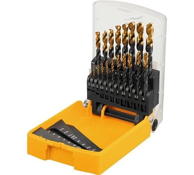 Набор сверл по металлу 1.0-10.0 мм, HSS-TIN, 19 шт. (72321) Denzel