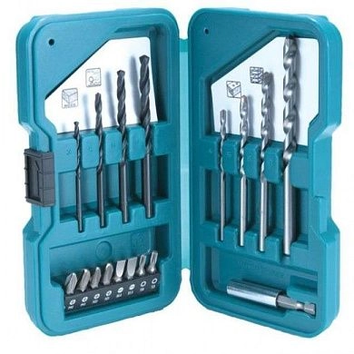 Набор сверл для дерева, металла, кирпича, биты 25мм, магн.держатель, 17пр. (D-40200) MAKITA