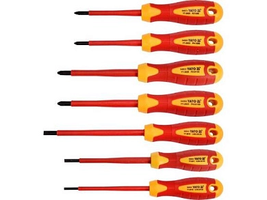 Набор отверток диэлектрических, 7шт. S2 HRC56-60 (YT-2828) YATO