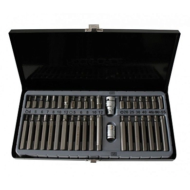 Набор бит 4-12мм.,Т20-Т55,М5-М12 3/8"&1/2", 40пр. в кейсе (4401) FORCE
