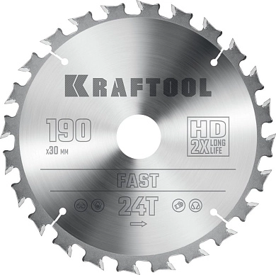 Диск пильный 190х30х24Т по дереву "Fast" (36950-190-30) KRAFTOOL
