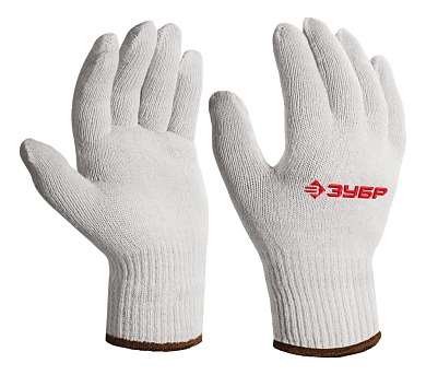 Перчатки ОПТИМА, L-XL, х/б перчатки без покрытия, 10 класс (11445-XL) ЗУБР