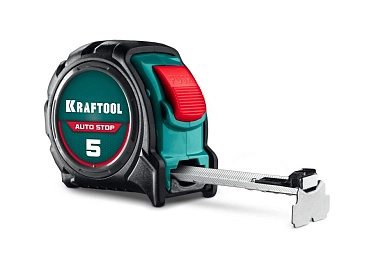 Рулетка 5м/19мм, автостоп, нейлон. двухстор. полотно, магн. "AutoStop" (3412-5-19_z01) KRAFTOOL